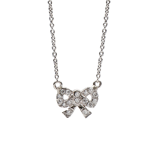 14K Gold Pavé Diamond Bow Necklace