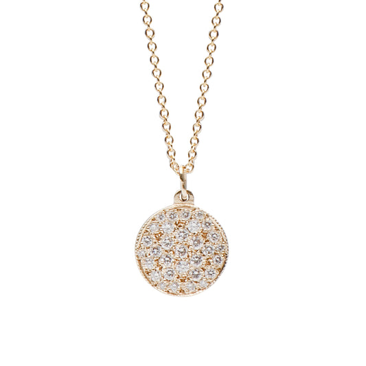 14K Gold Pavé Diamond Full Moon Necklace