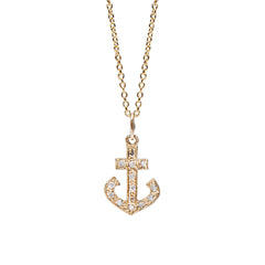 14K Gold Pavé Diamond Large Anchor Necklace