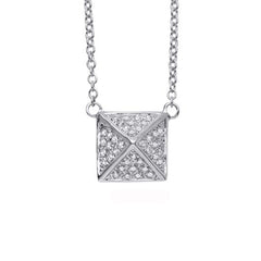 14K Gold Pavé Diamond Medium Pyramid Spike Pendant Necklace