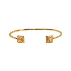 14K Gold Pavé Diamond Double Pyramid Spike Cuff Bracelet