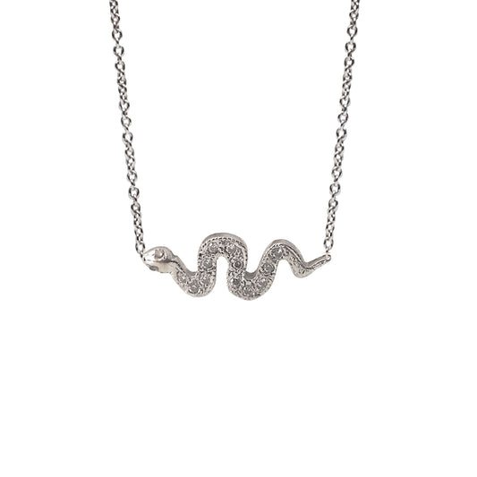 14K Gold Pavé Diamond Swivel Snake Necklace