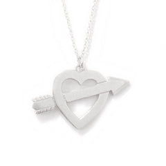 14K Gold XL Pierced Arrow Heart Necklace (Engravable)